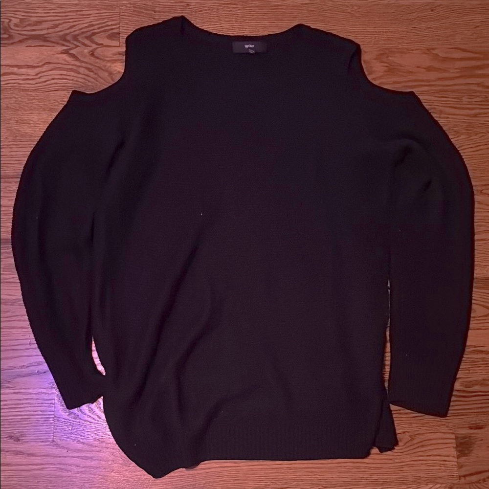 Black cold shoulder sweater